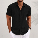 Men's linen shirt short sleeve open collar casual summer