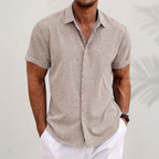 Men's linen shirt lightweight breathable short sleeve summer casual