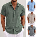 Men's linen shirt lightweight breathable short sleeve summer casual