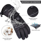 Heated gloves rechargeable black, 3 heat settings, one size fits all unisex