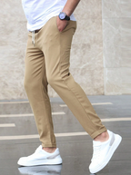 Men's slim fit jogger pants with drawstring waist, casual streetwear style