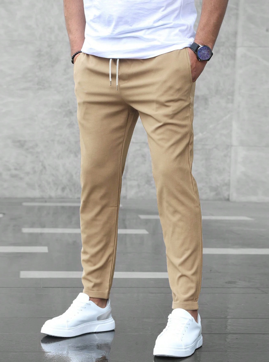 Men's slim fit jogger pants with drawstring waist, casual streetwear style