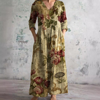 Floral summer dress women V-neck lightweight flowing fit casual day dress