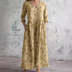 Floral summer dress women V-neck lightweight flowing fit casual day dress