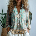 Women relaxed blouse nature print lightweight breathable top