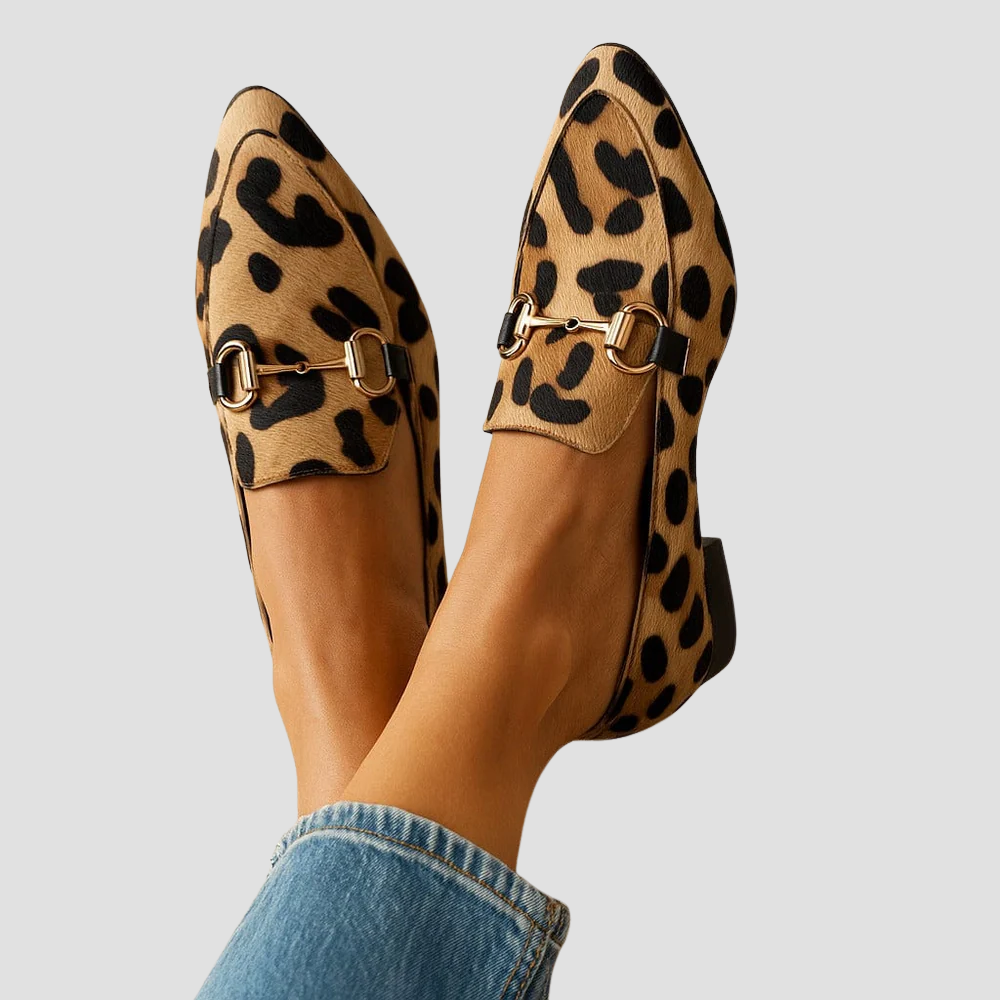 Orthopedic Loafers Women Soft Textile Casual Gold Bit Detail Flat
