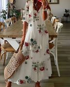 Women's boho maxi dress with loose fit and fringe detail, multiple colours