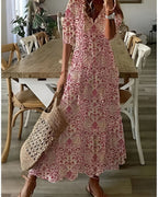Women's boho maxi dress with loose fit and fringe detail, multiple colours