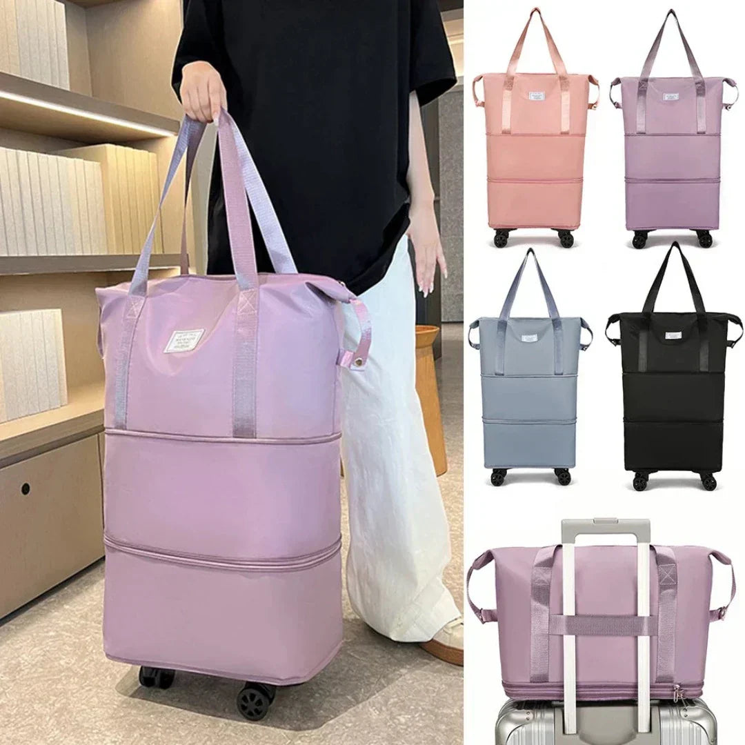 Travel organizer bag with wheels, expandable Oxford fabric in multiple colors