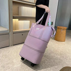 Travel organizer bag with wheels, expandable Oxford fabric in multiple colors
