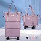 Travel organizer bag with wheels, expandable Oxford fabric in multiple colors