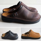 Men leather orthopedic clogs with non-slip sole and cushioned insole