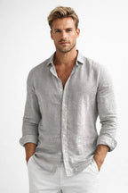 Men's lightweight breathable linen shirt in casual fit, available in multiple colours