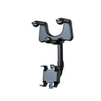 Car mirror phone holder with 360° rotating rearview mount in black PP