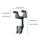 Car mirror phone holder with 360° rotating rearview mount in black PP