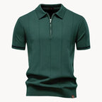 Men knit polo shirt short zip classic collar regular fit