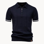 Men knit polo shirt short zip classic collar regular fit