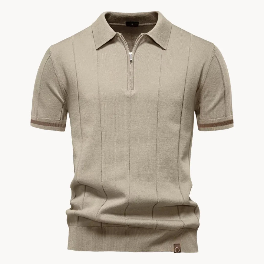 Men knit polo shirt short zip classic collar regular fit