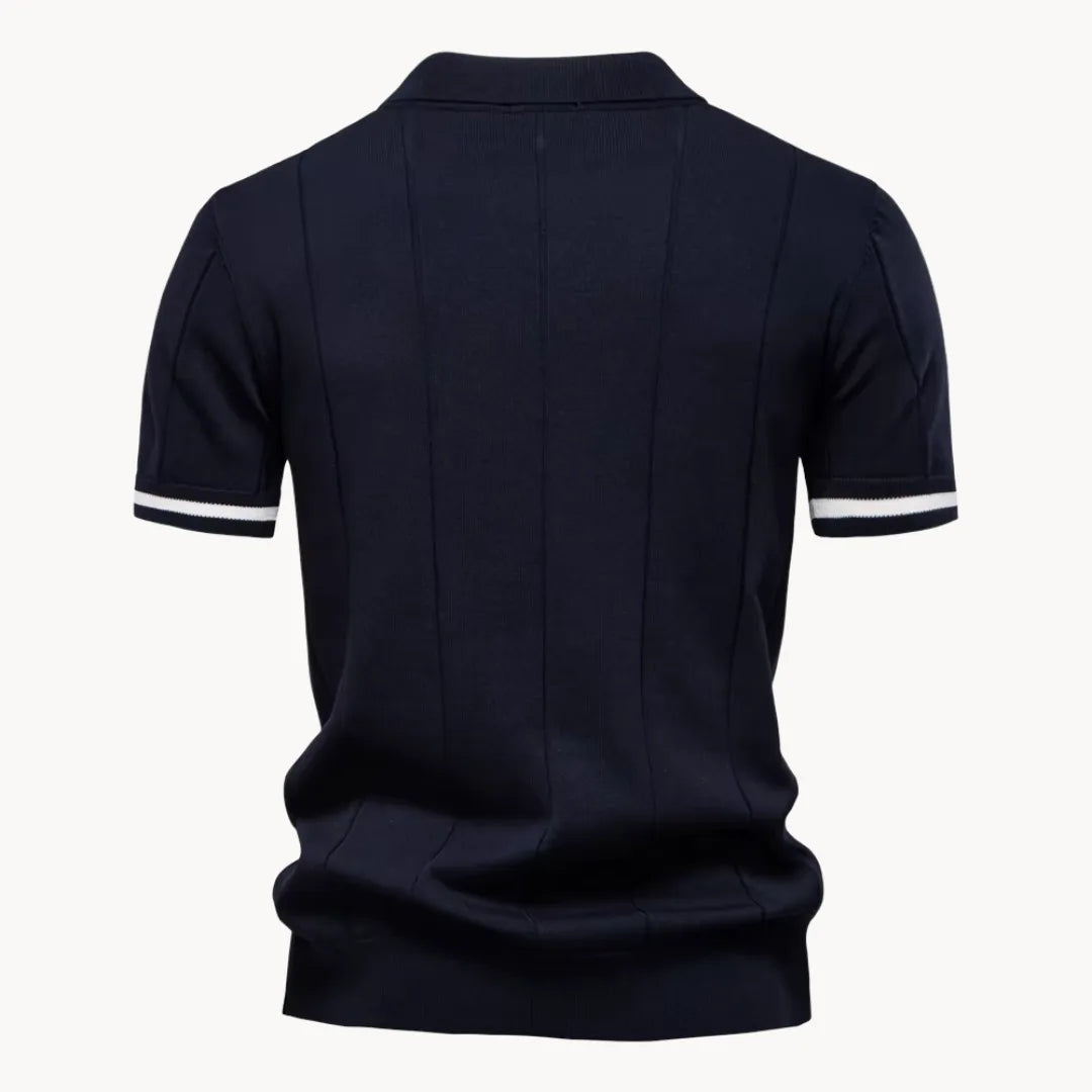 Men knit polo shirt short zip classic collar regular fit