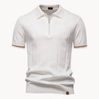 Men knit polo shirt short zip classic collar regular fit
