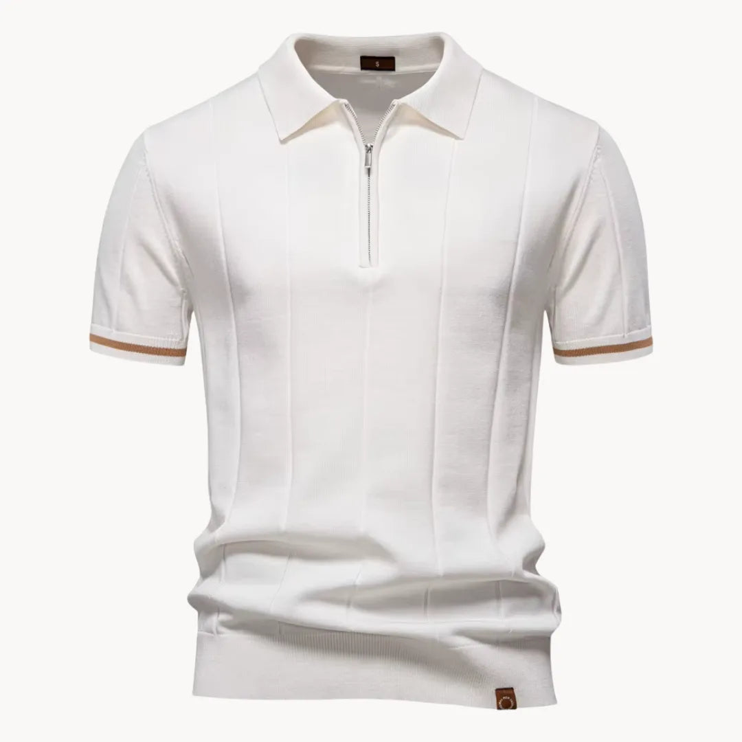 Men knit polo shirt short zip classic collar regular fit