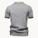 Men knit polo shirt short zip classic collar regular fit