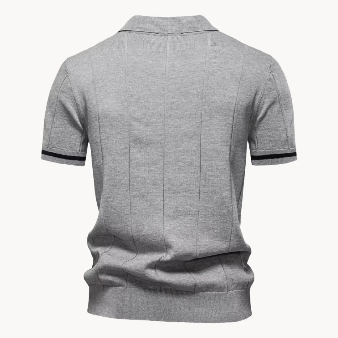 Men knit polo shirt short zip classic collar regular fit
