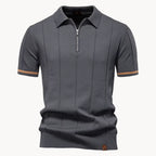 Men knit polo shirt short zip classic collar regular fit