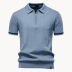 Men knit polo shirt short zip classic collar regular fit