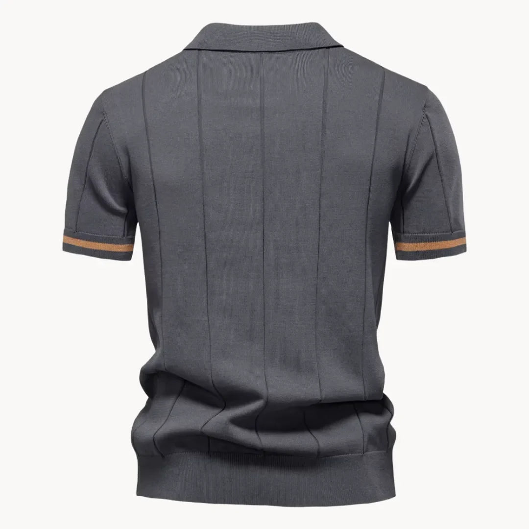 Men knit polo shirt short zip classic collar regular fit