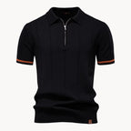 Men knit polo shirt short zip classic collar regular fit