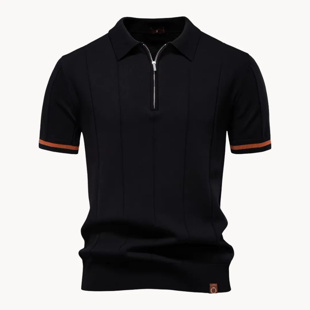 Men knit polo shirt short zip classic collar regular fit