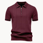 Men knit polo shirt short zip classic collar regular fit