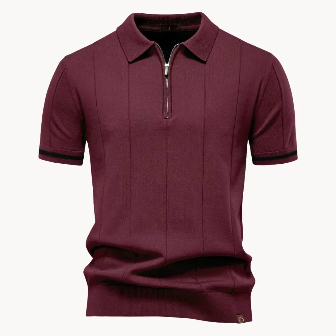 Men knit polo shirt short zip classic collar regular fit