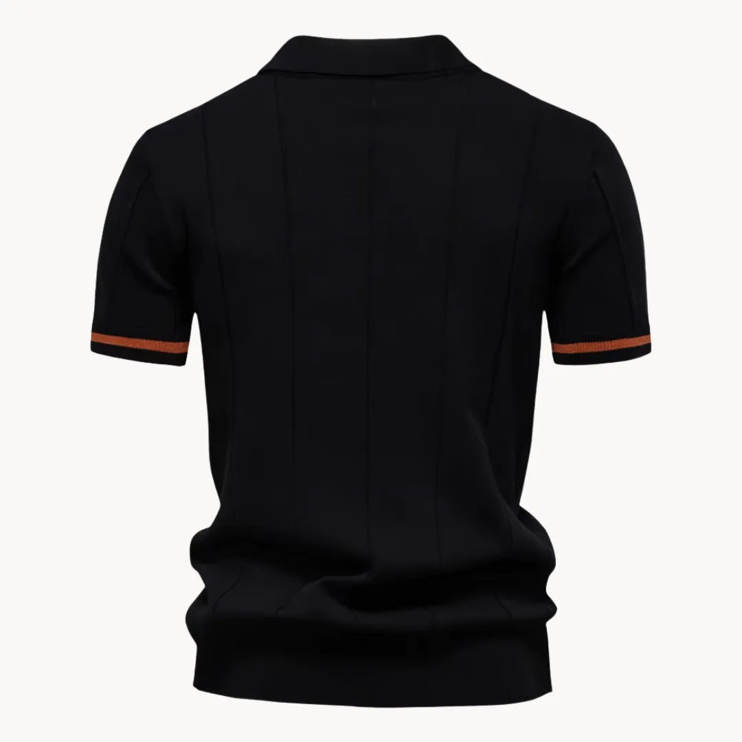 Men knit polo shirt short zip classic collar regular fit