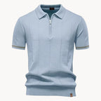 Men knit polo shirt short zip classic collar regular fit