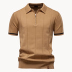 Men knit polo shirt short zip classic collar regular fit