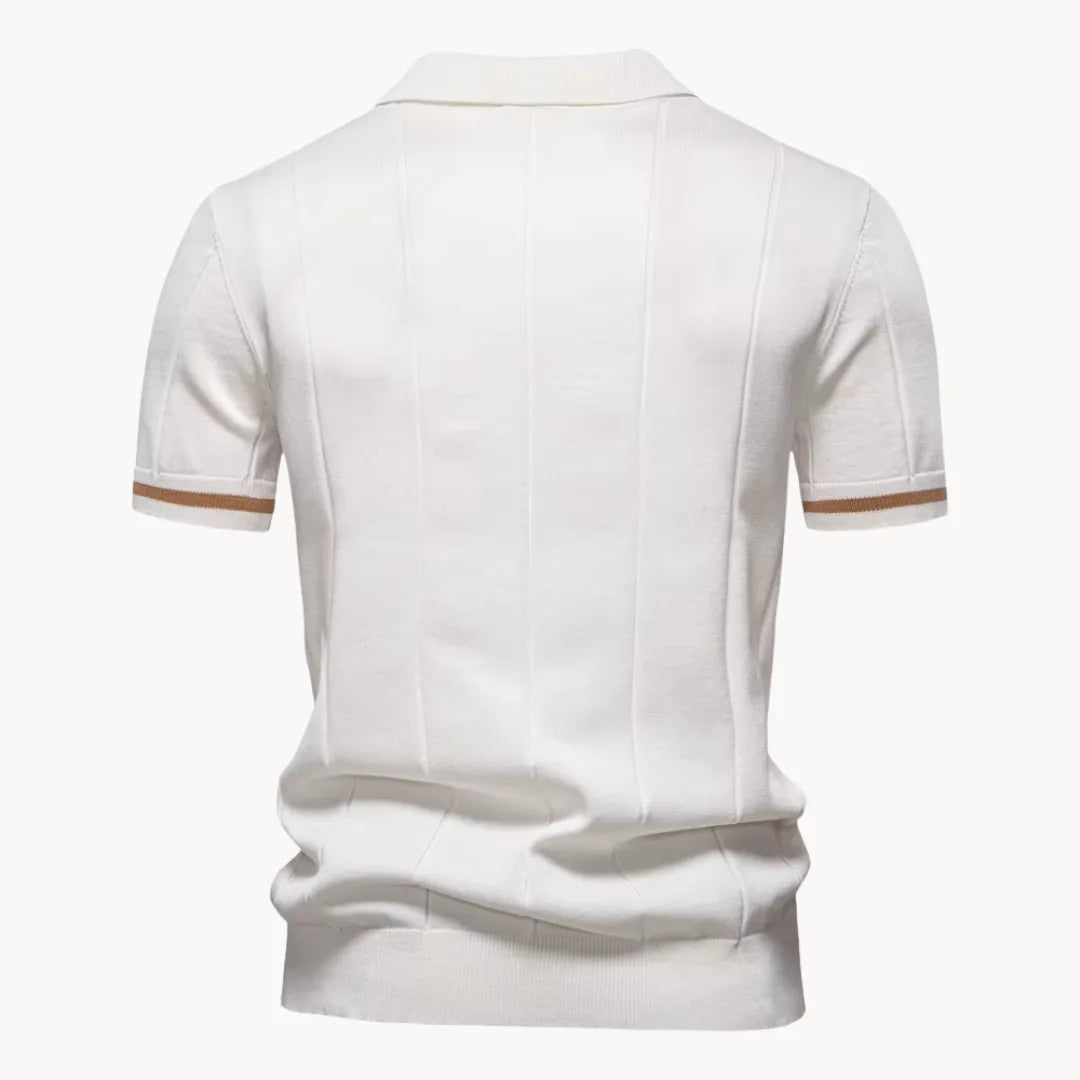 Men knit polo shirt short zip classic collar regular fit