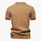 Men knit polo shirt short zip classic collar regular fit