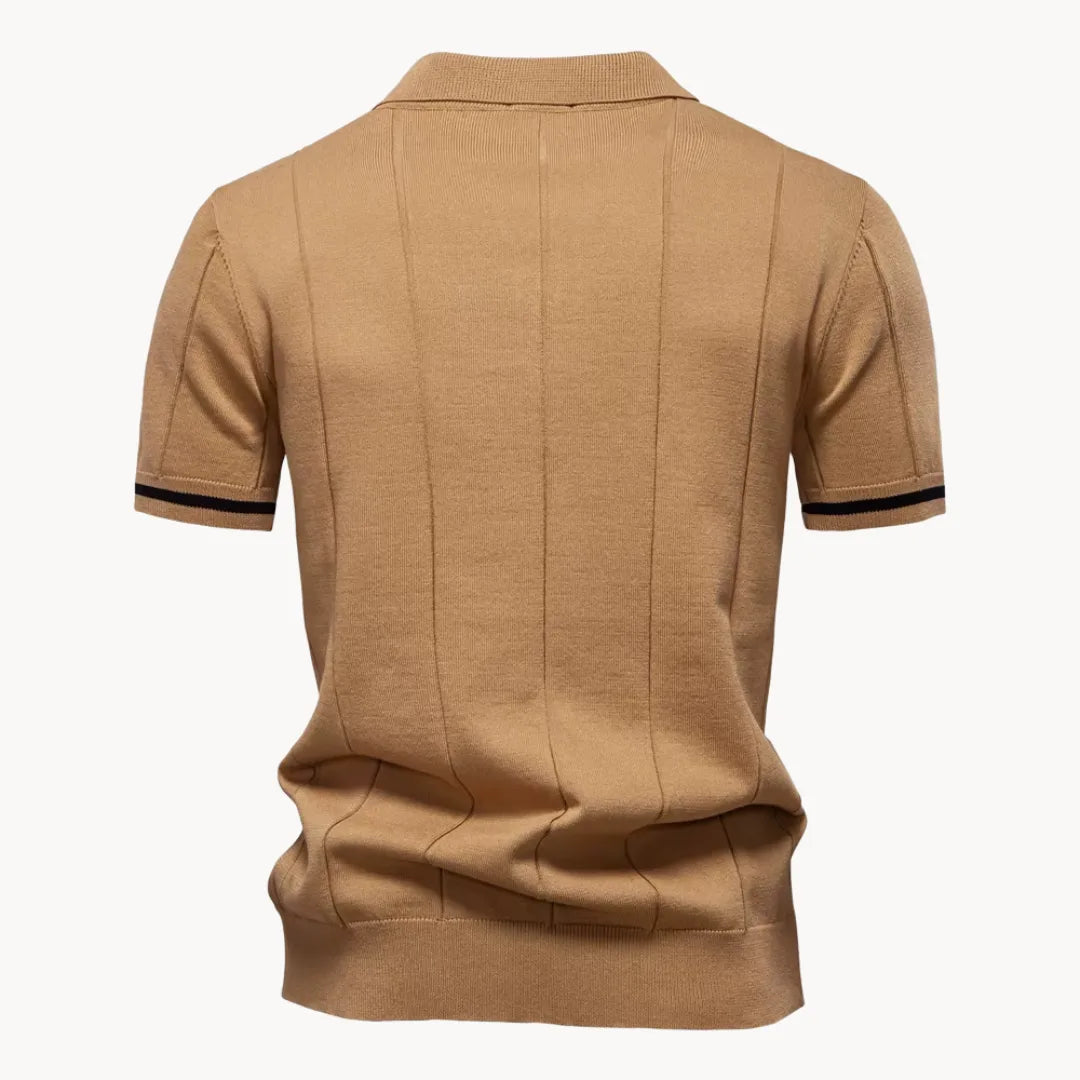 Men knit polo shirt short zip classic collar regular fit