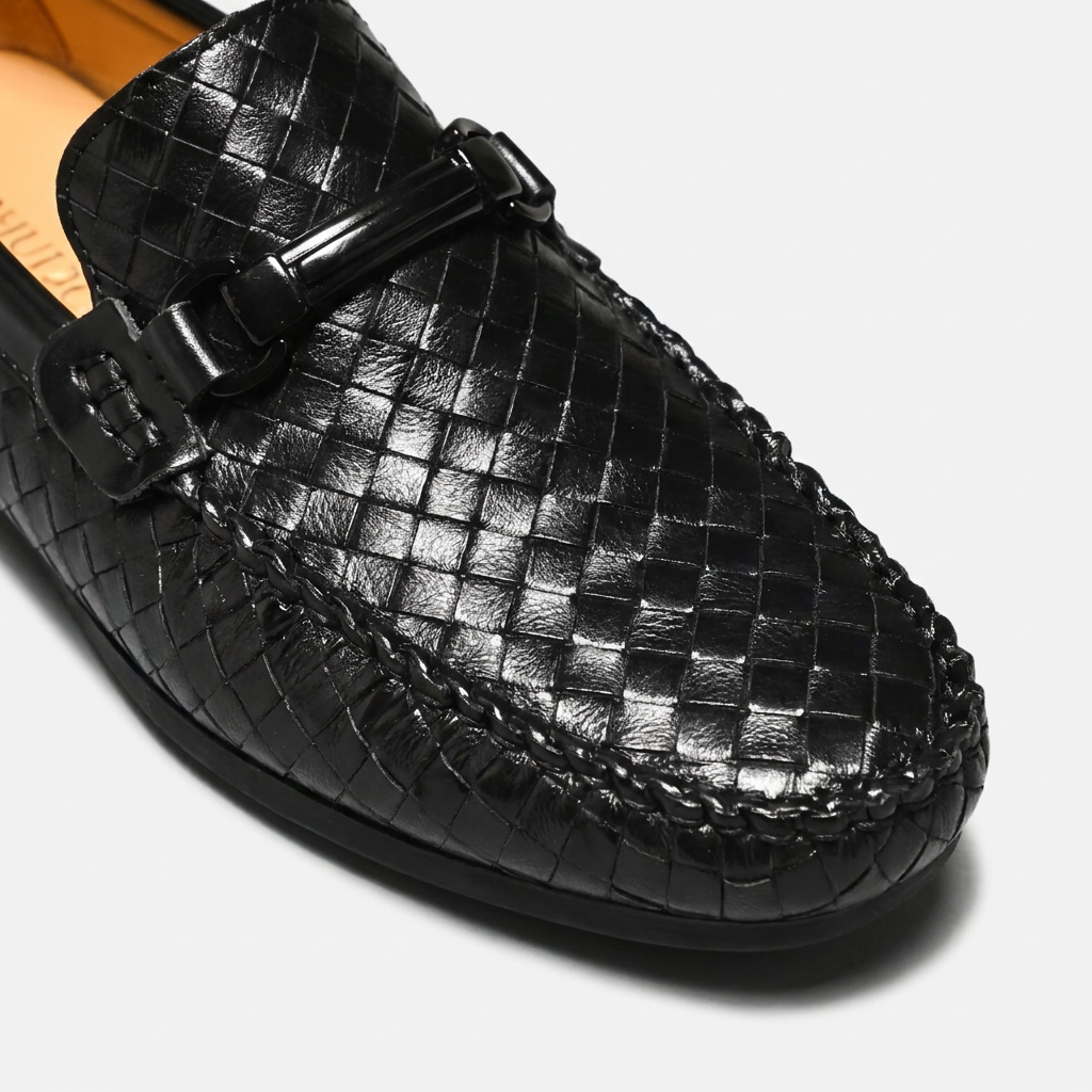 Men's Leather Loafers | Woven Slip-On Driving Style
