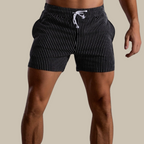 Men's summer trousers with stripe pattern and elastic drawstring waist, lightweight casual fit