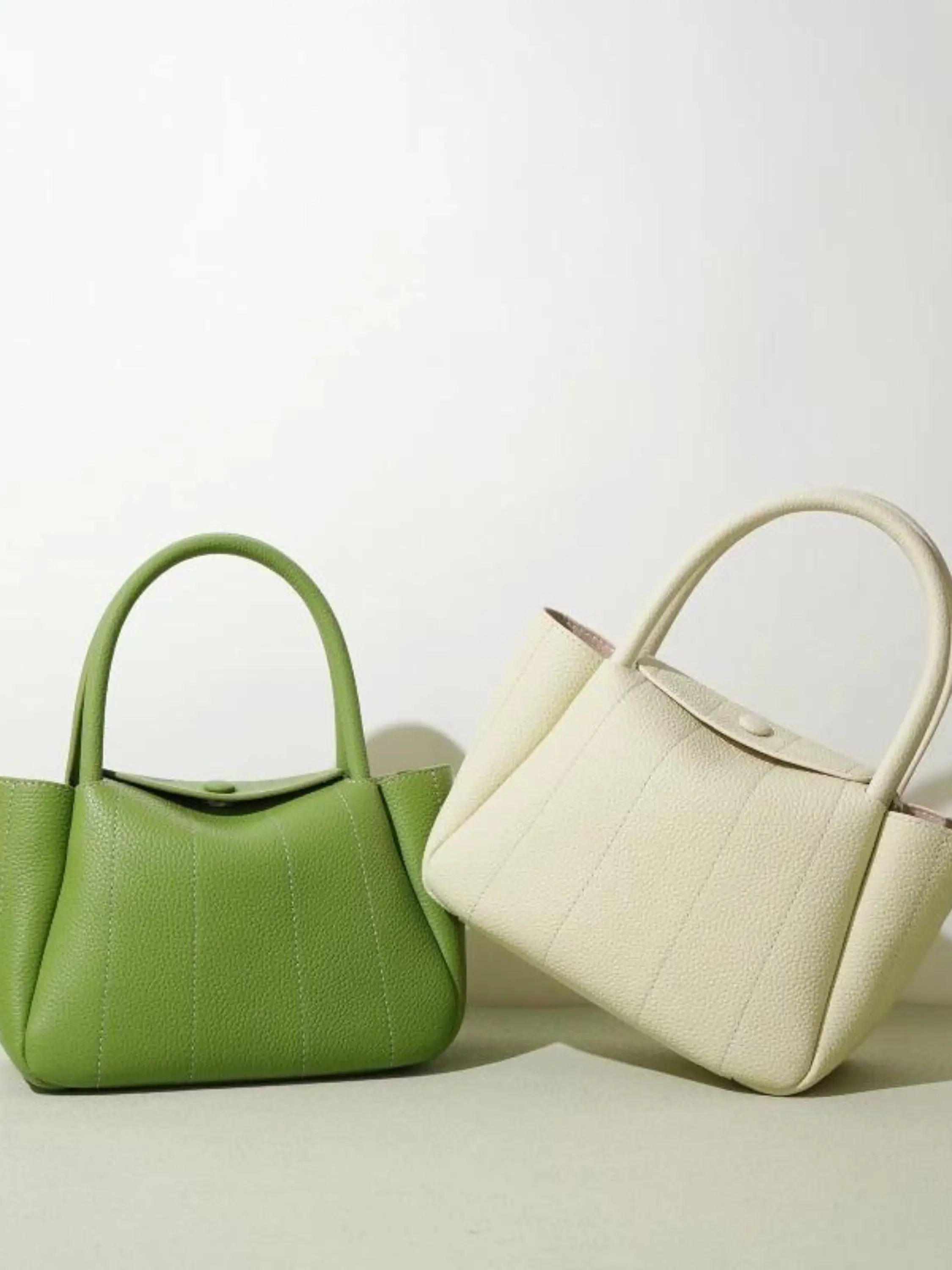 Women leather tote bag minimalist structured design