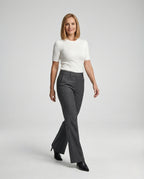 Men straight leg dress trousers with centre crease in grey and black