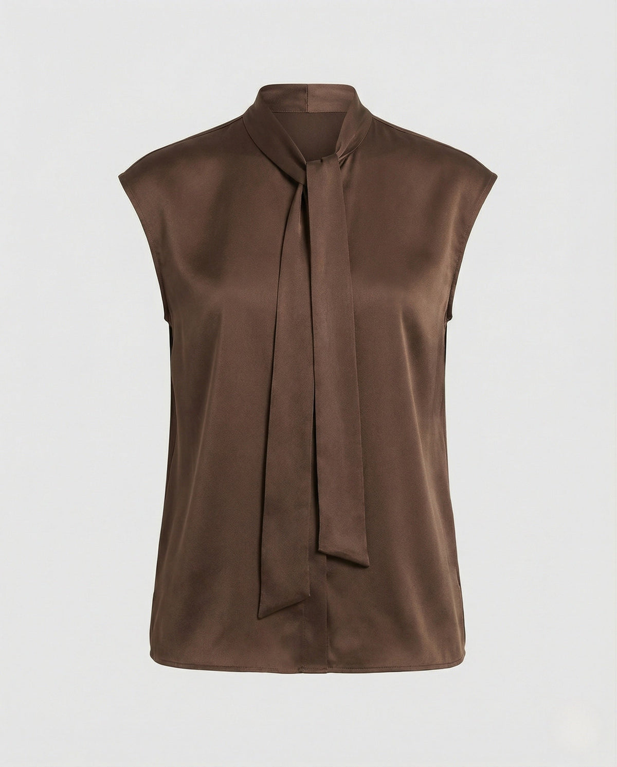 Sleeveless bow blouse women's satin viscose flowy office top