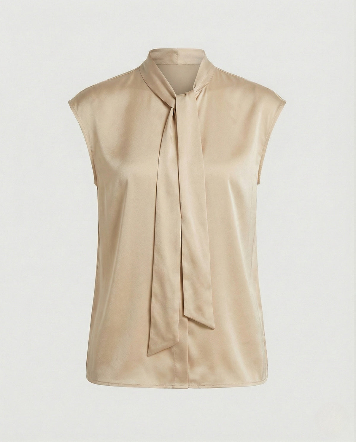 Sleeveless bow blouse women's satin viscose flowy office top