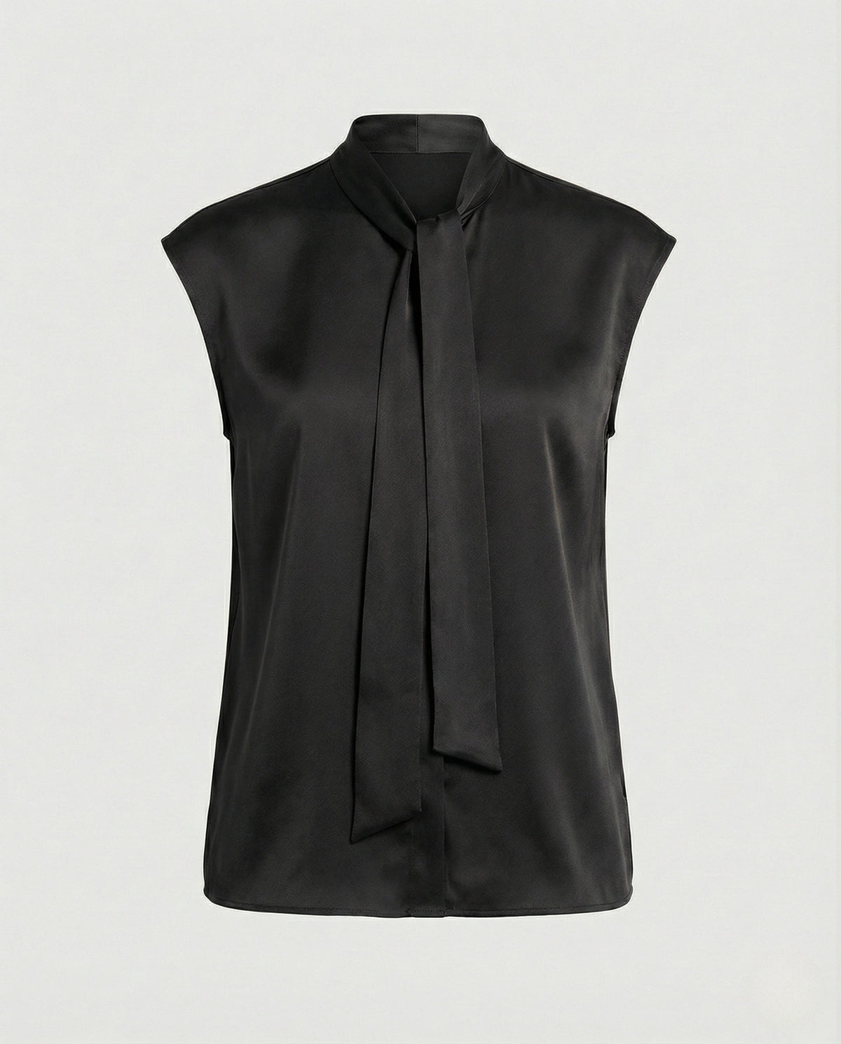 Sleeveless bow blouse women's satin viscose flowy office top
