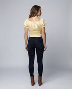 Women Corset Top Satin Puff Sleeve Crop | Tessa