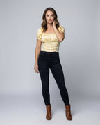 Women Corset Top Satin Puff Sleeve Crop | Tessa