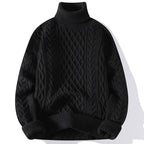 Men thick knit turtleneck sweater relaxed fit winter pullover